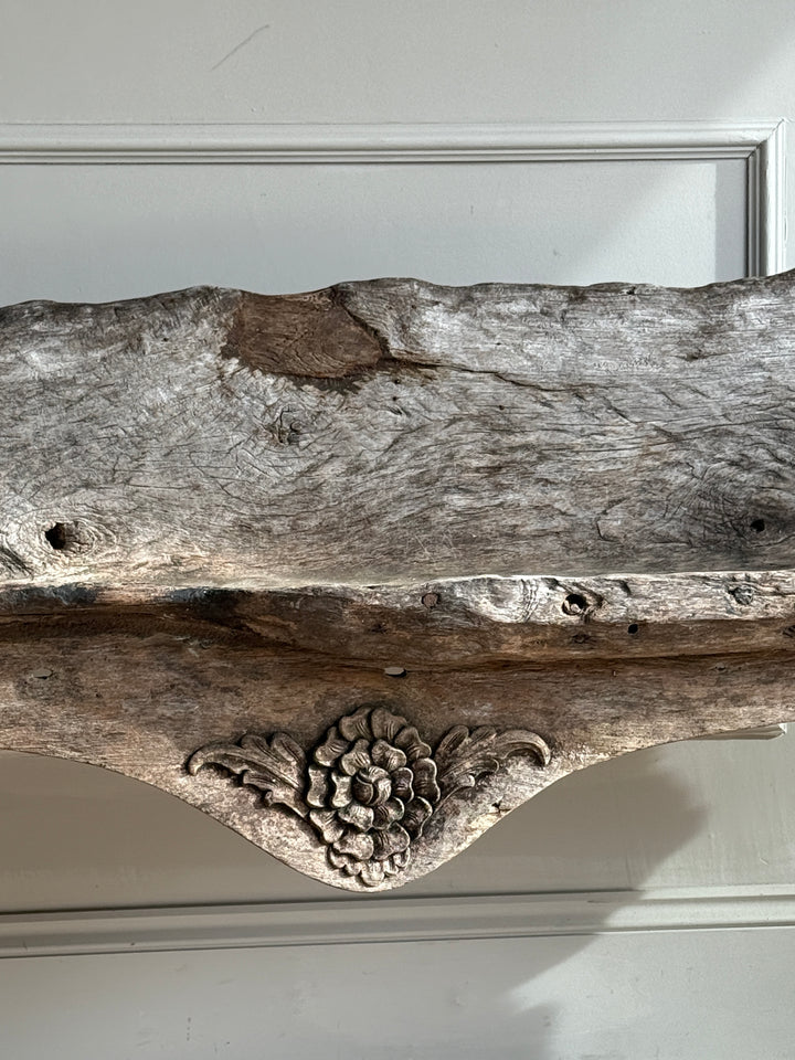 Antique Indonesian weathered carved bench