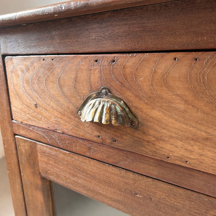 Antique Glazed Dark Wood Teak Sideboard With Drawers | Selena