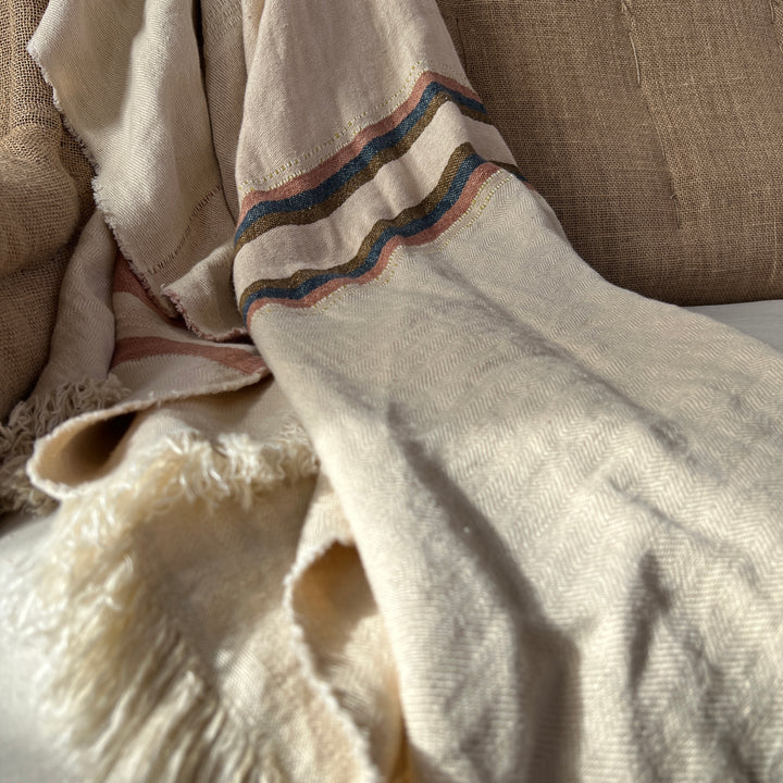 Woven linen striped throw Harlan