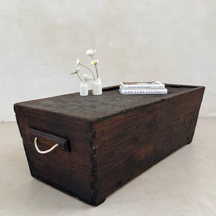 Antique Dark Wood Blanket Box | Toby