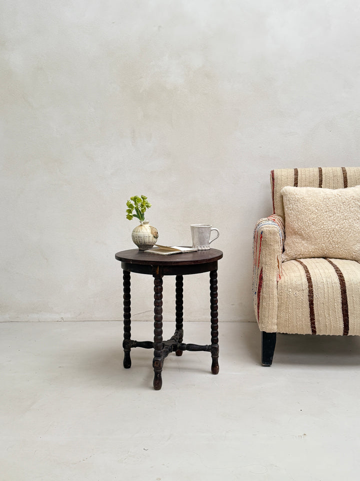 Vintage Dark Wood Bobbin Table