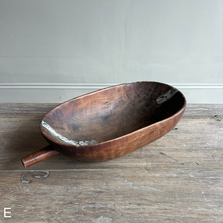 Vintage Rwandan Tutsi Hand Carved Hardwood Scoop Bowl