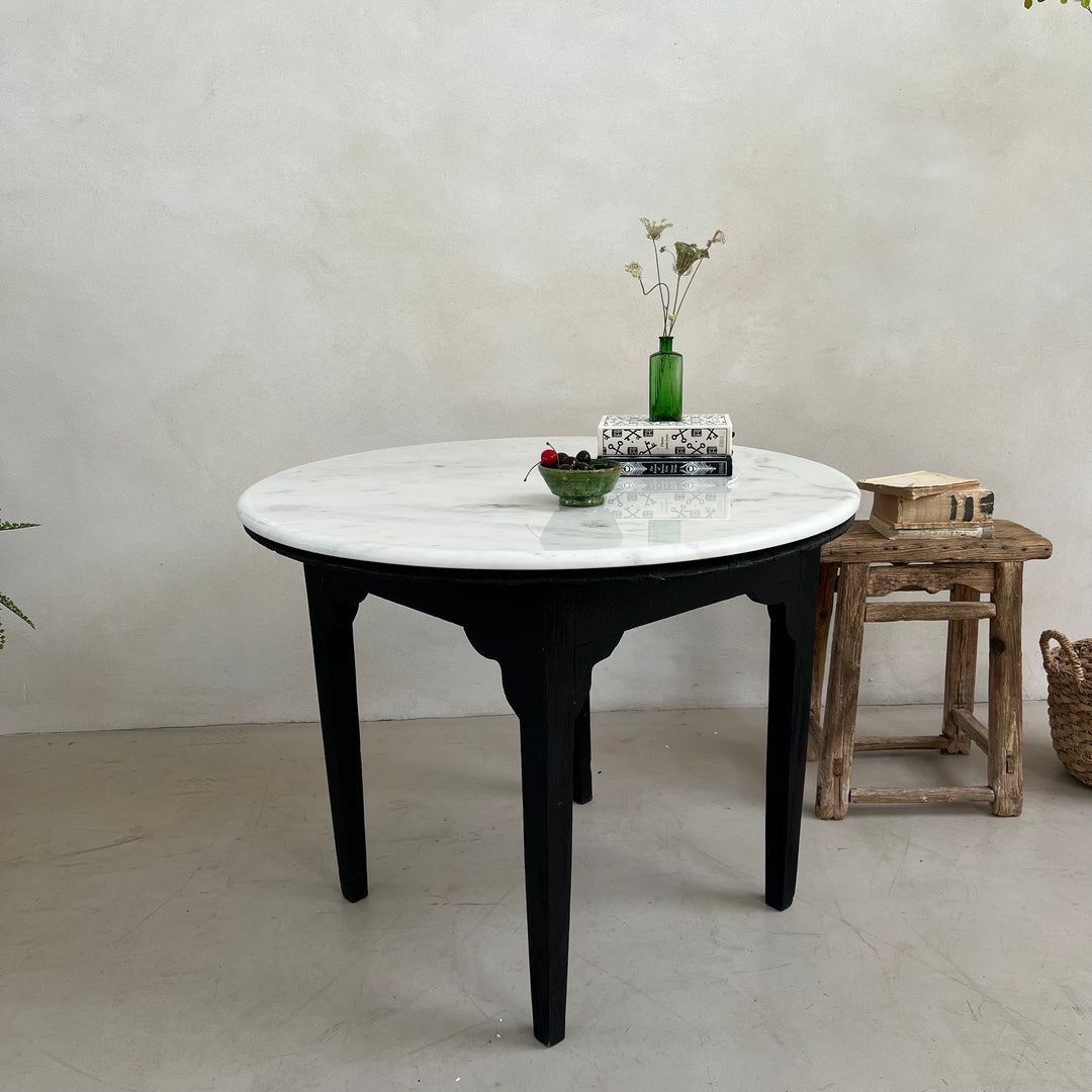 Vintage Marble Top Round Side Table | Bramber