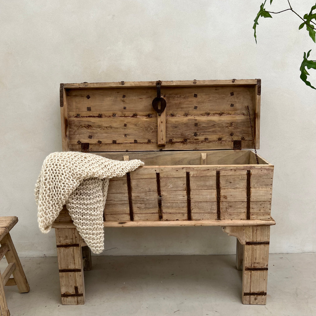 White Washed Teak Lift-Top Console Table | Neilah
