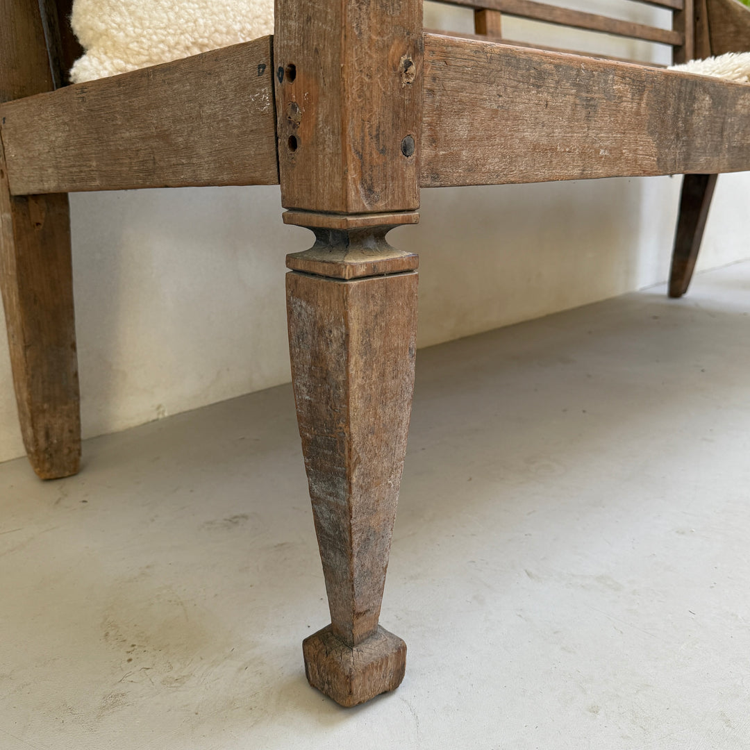 Large antique hand carved wooden bench | Rupert