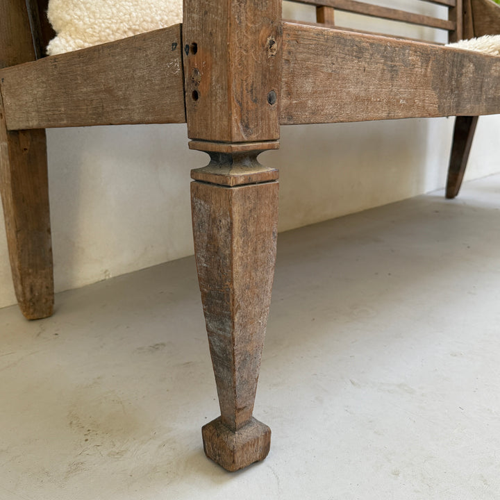 Large antique hand carved wooden bench | Rupert