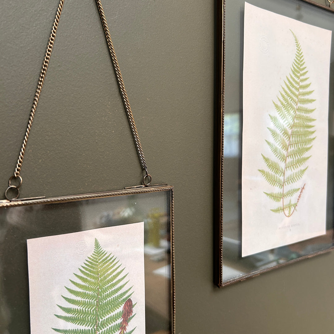 Antique Brass Glass Hanging Picture Frame