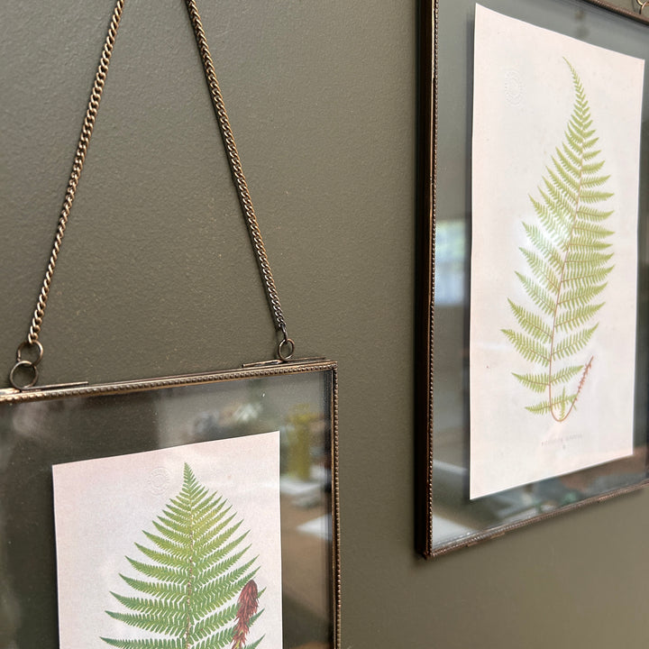 Antique Brass Glass Hanging Picture Frame