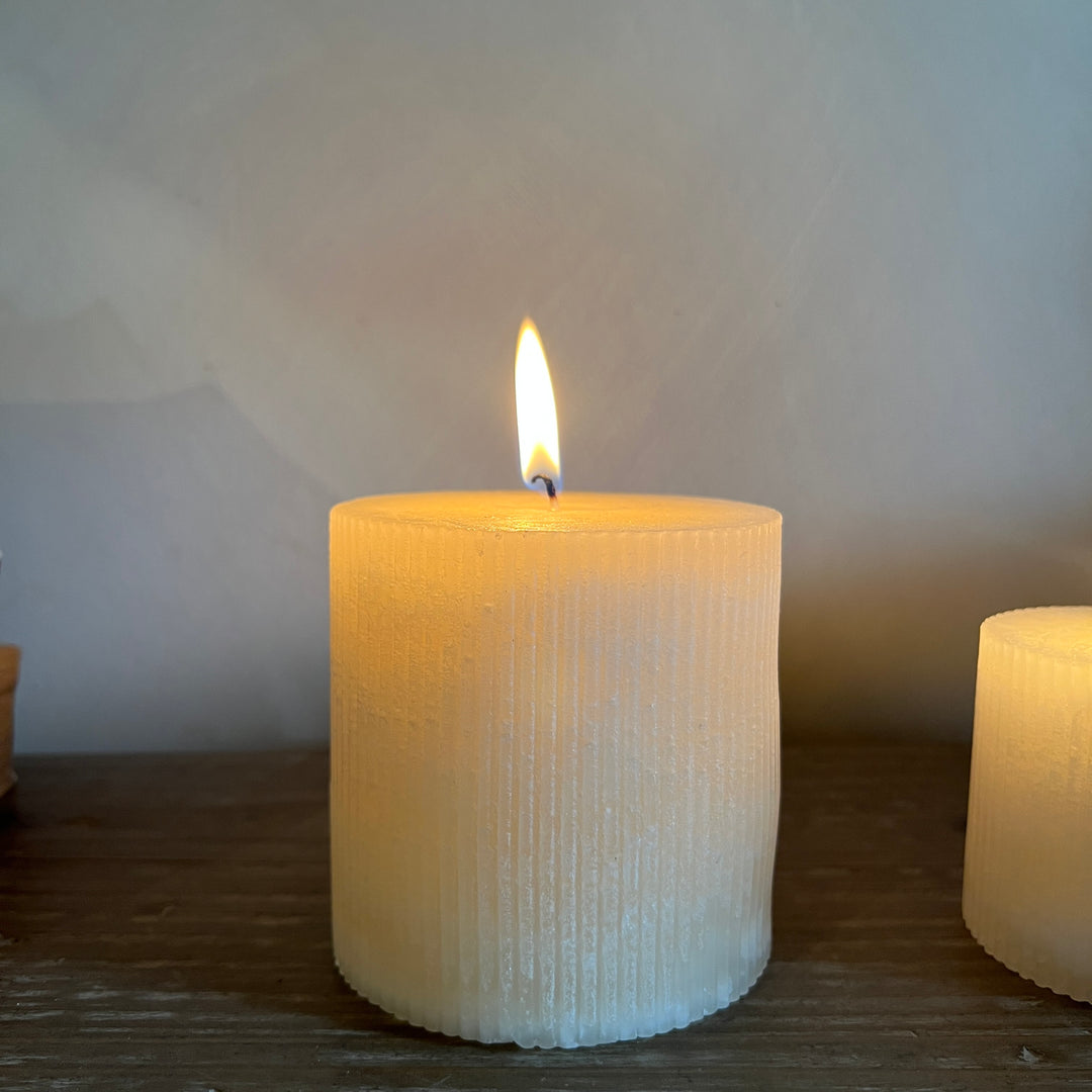 Church pillar candle | Small ribbed