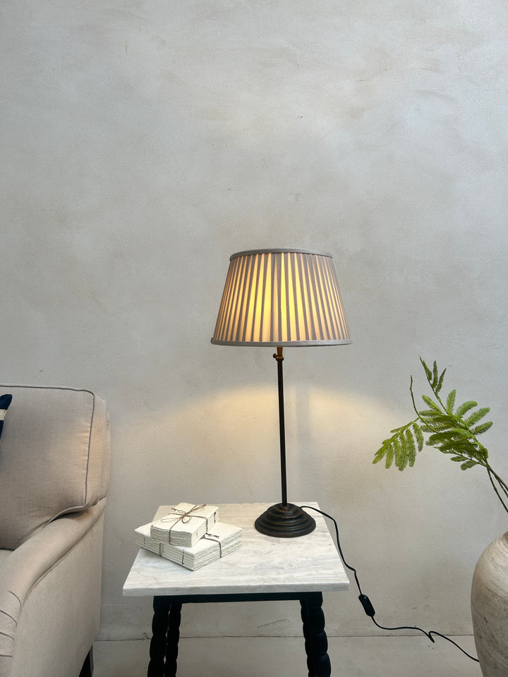 Classic Bronze Table Lamp | Pleated Silk Shade