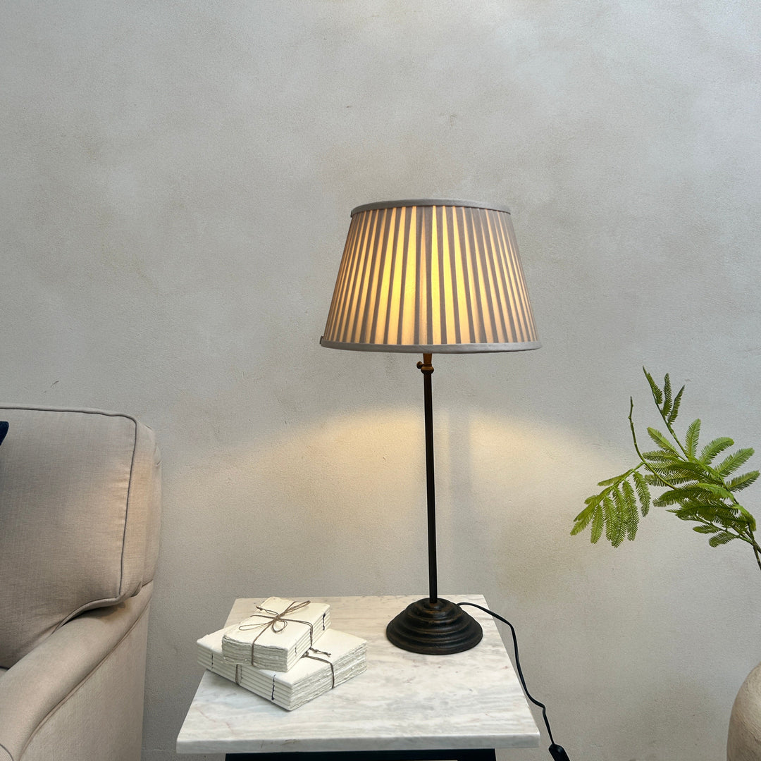Classic Bronze Table Lamp | Pleated Silk Shade