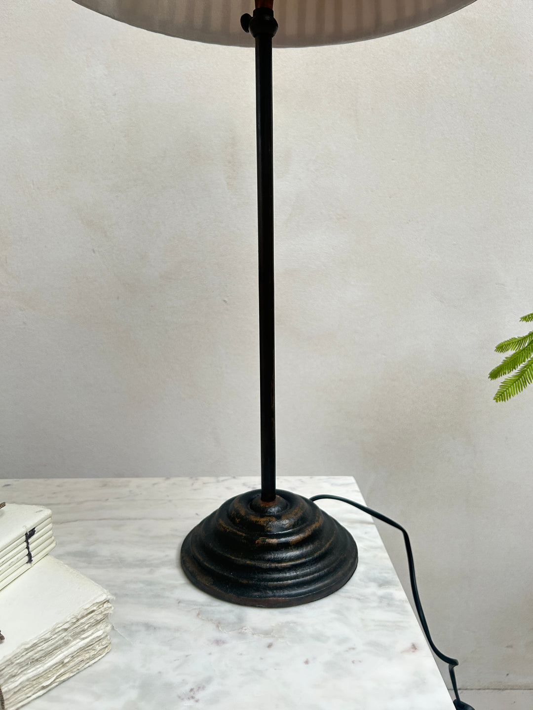 Classic Bronze Table Lamp | Pleated Silk Shade