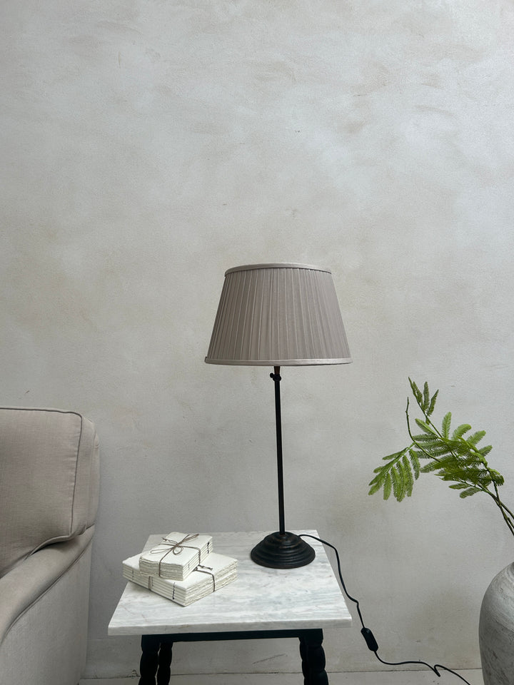 Classic Bronze Table Lamp | Pleated Silk Shade