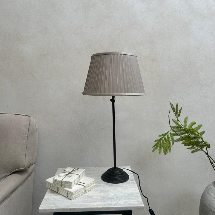 Classic Bronze Table Lamp | Pleated Silk Shade
