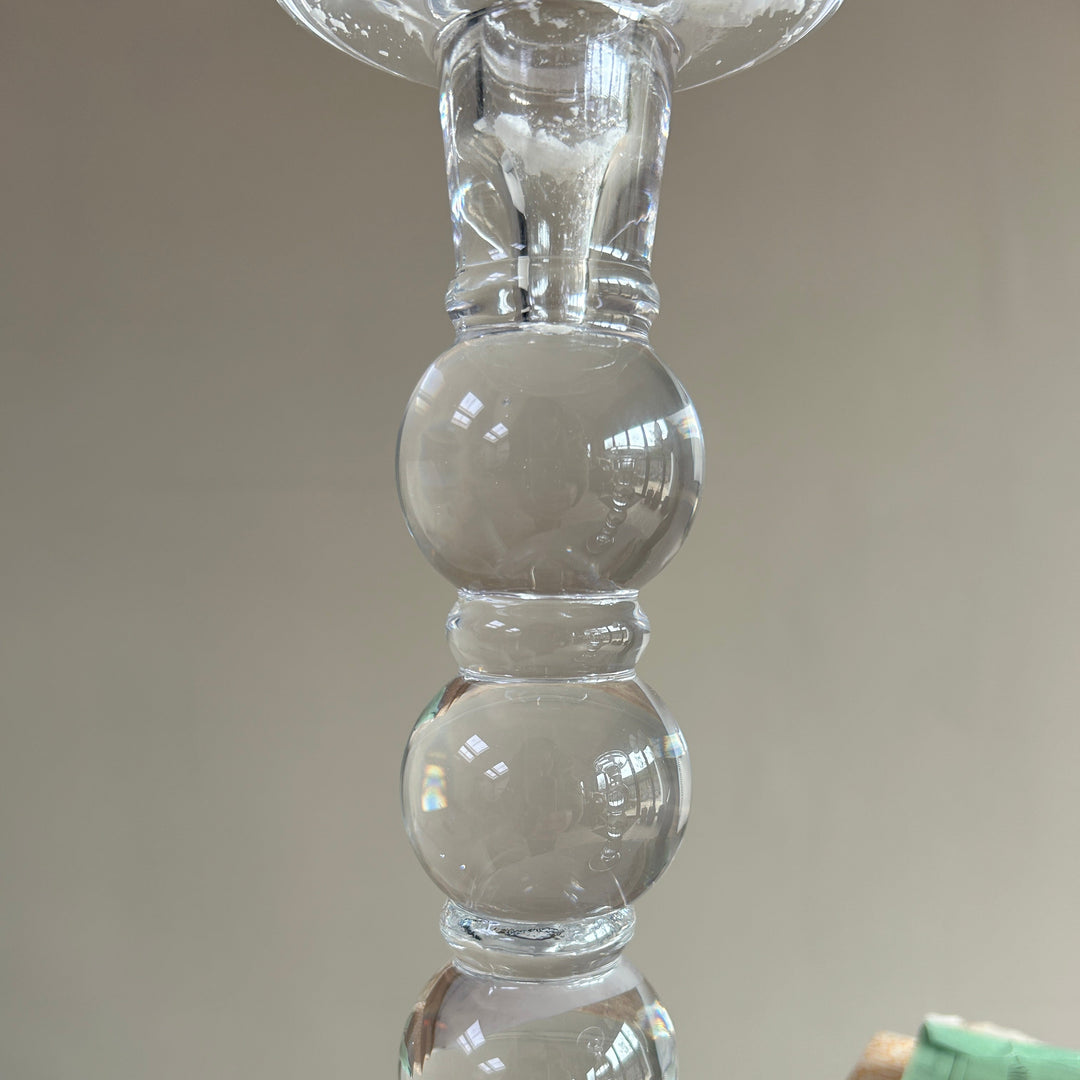 Clear Glass Bobbin Candlestick 