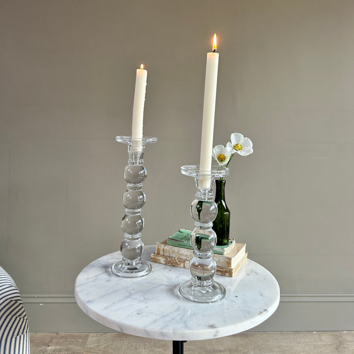 Clear Glass Bobbin Candlestick 