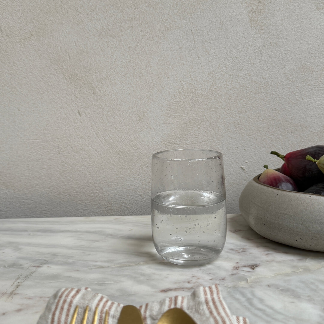 Clear handmade drinking glass | bubbles