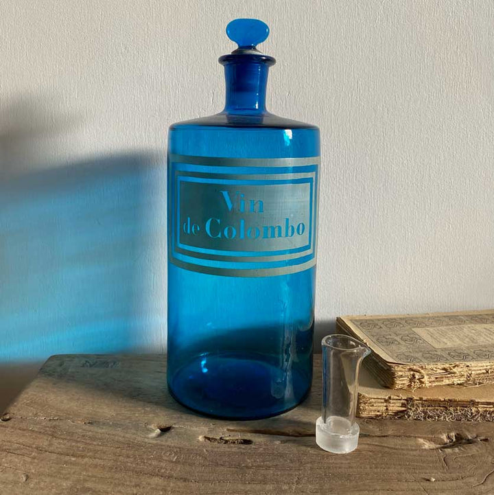 Antique blue apothecary bottle - Colombo