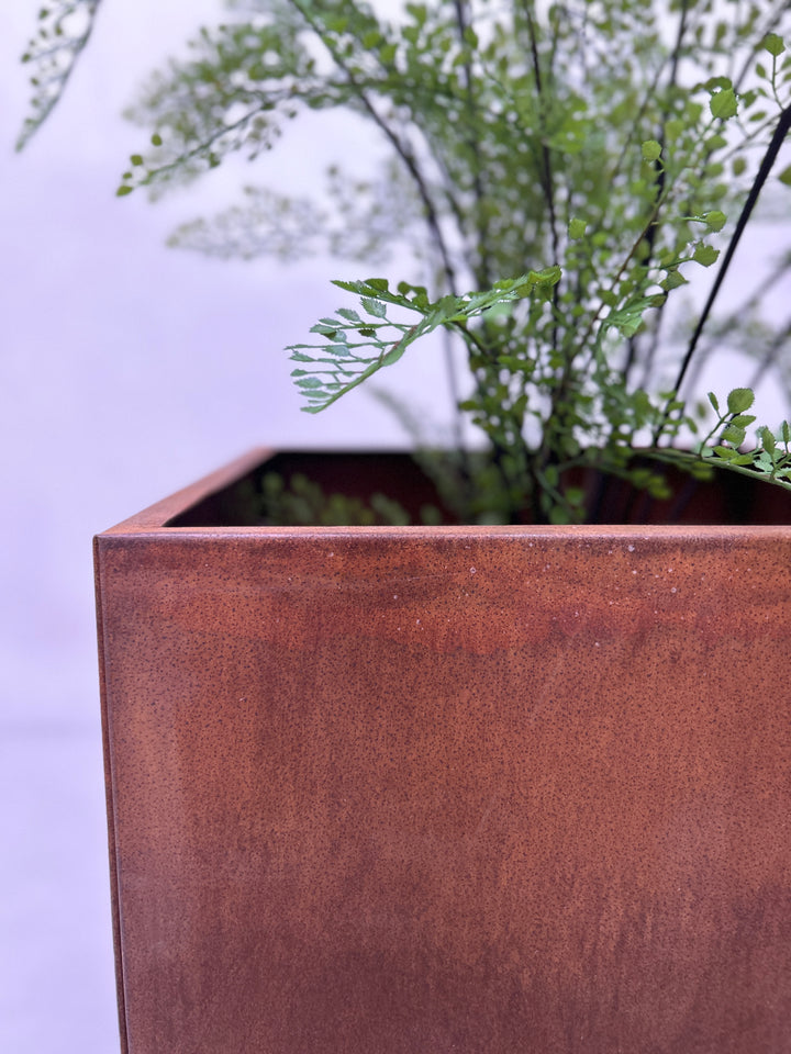 Corten steel square garden planter