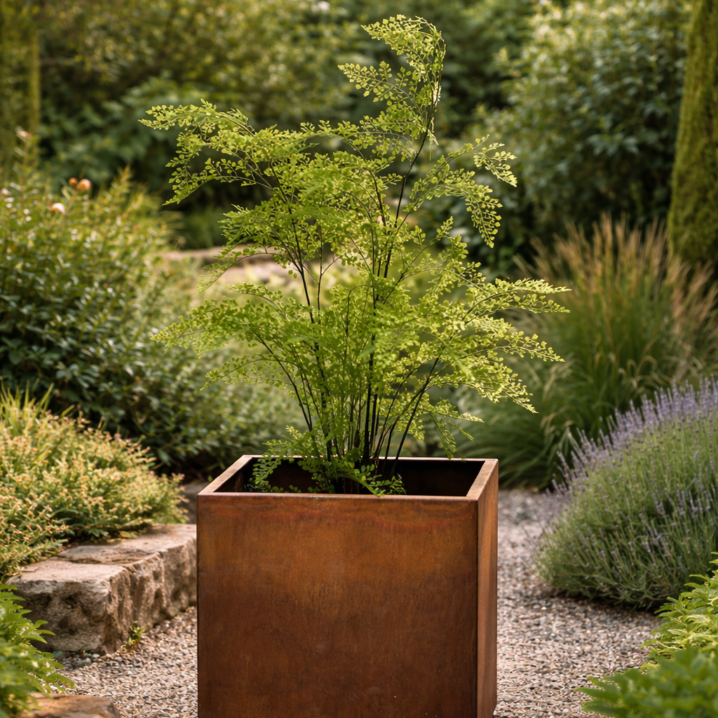 Corten steel square garden planter 