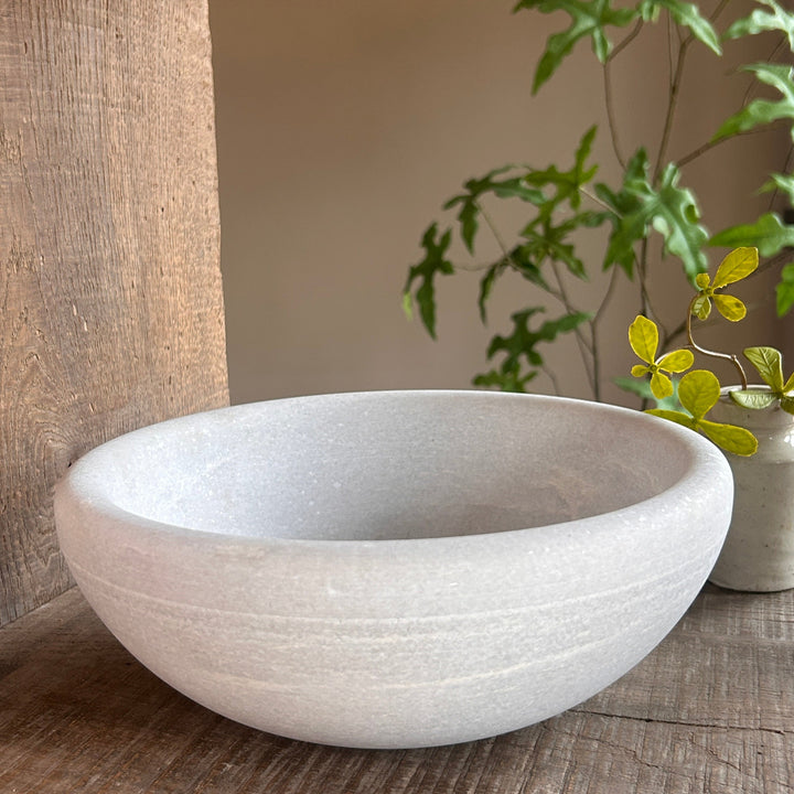 White Honed Marble Decorative Bowl