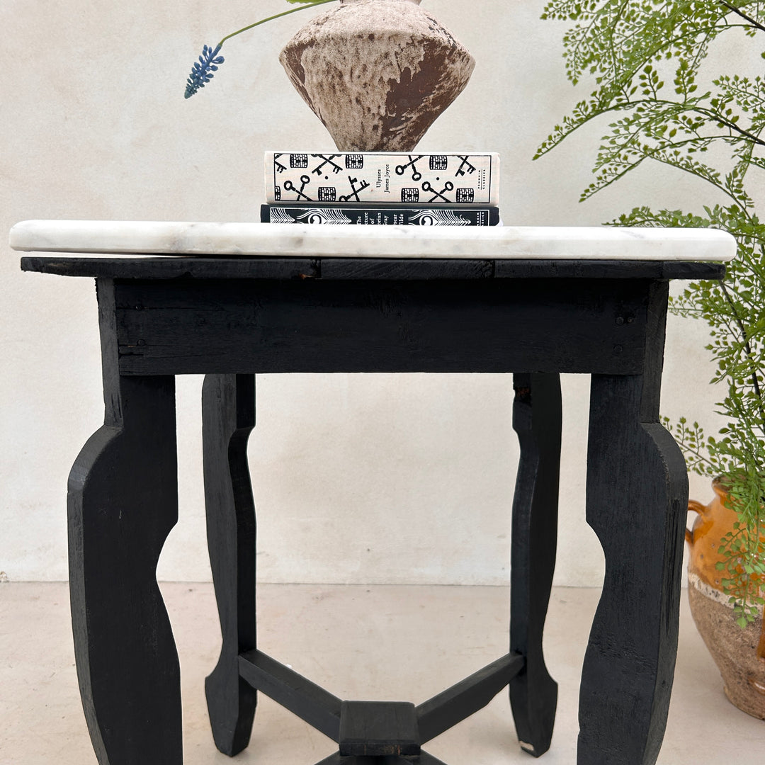 Vintage Polished Marble Top Square Side Table | Alnwick