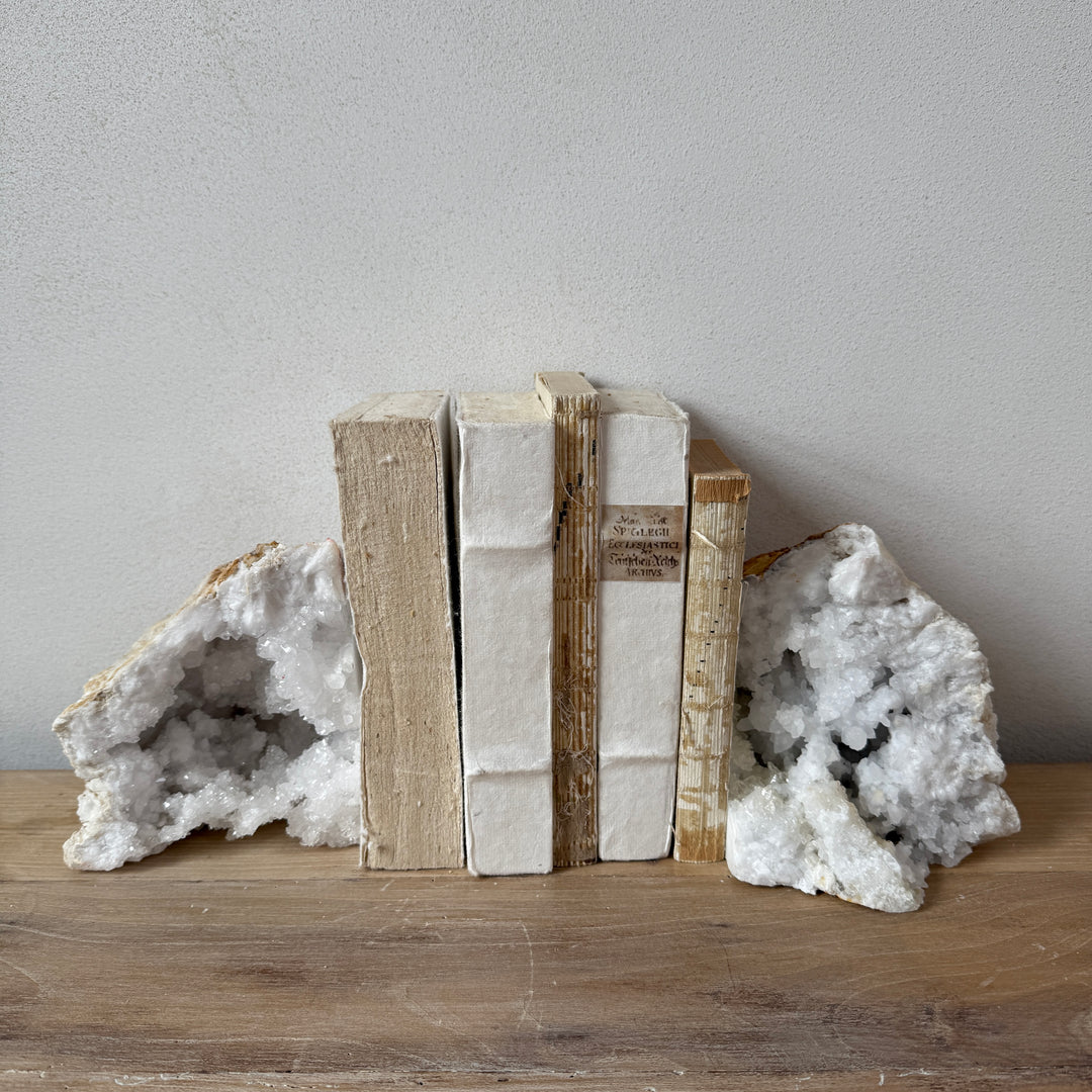 Geode limestone & crystal bookend pair