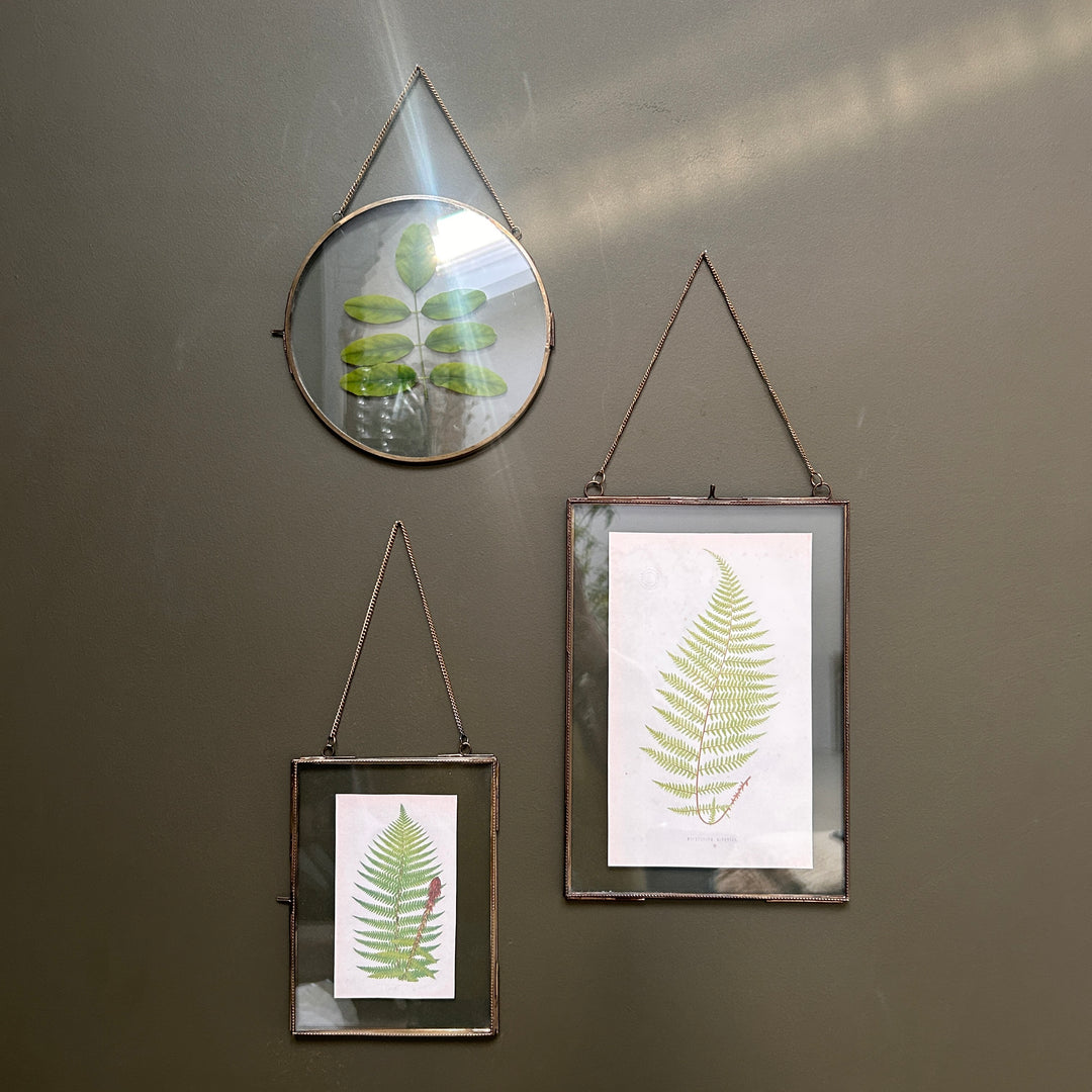 Antique Brass Glass Hanging Picture Frame