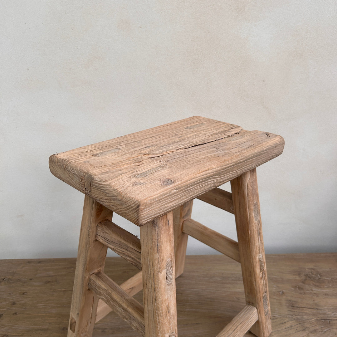 Rustic Wood Antique Stool |Chatsworth