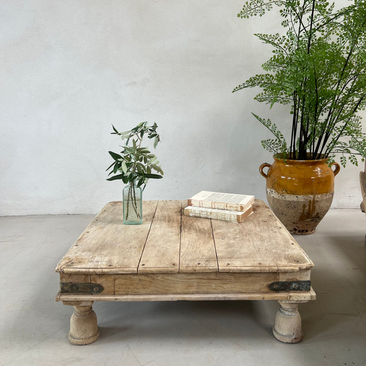 Antique Sqaure Indian Low Coffee Table | Bajot