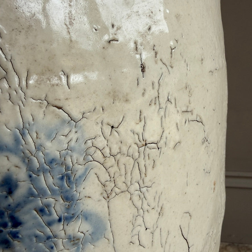 Large Antique Chinese Cizhou Storage Jar with Lid