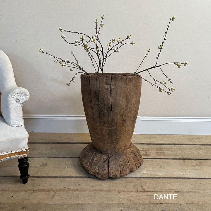 XL Antique Rustic Wooden Mortar