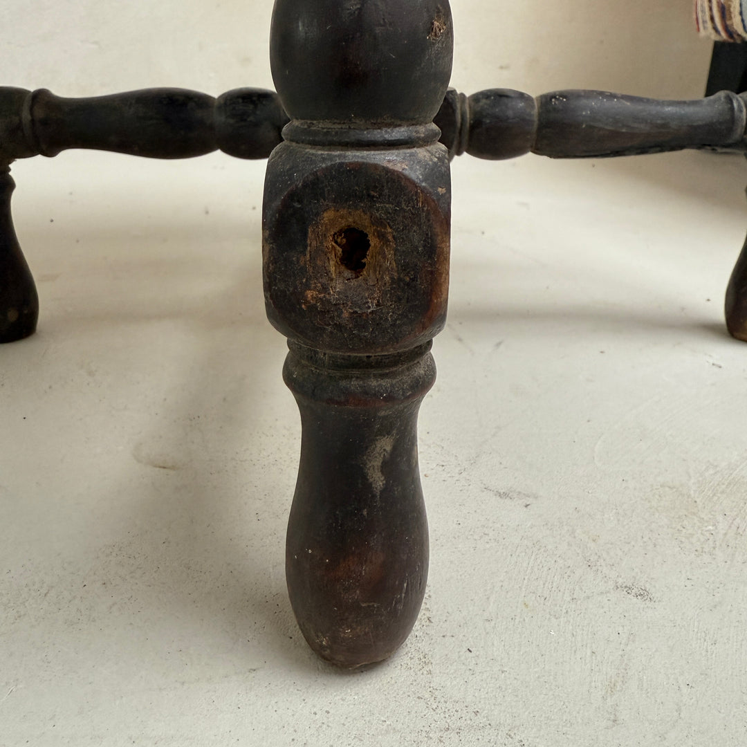 Vintage Dark Wood Bobbin Table