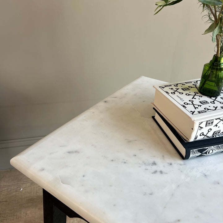 Vintage Polished Marble Top Square Side Table | Caister