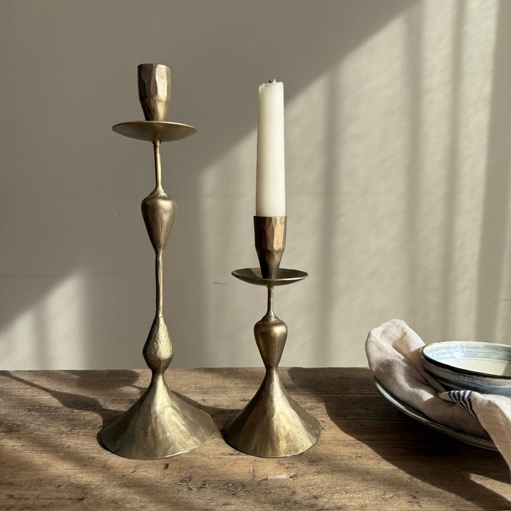 Hammered Brass Metal Candlestick Holder
