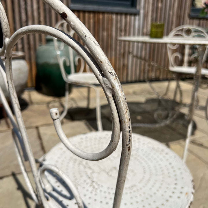 Vintage French Provincial Style White Iron Bistro Set | Stephanie