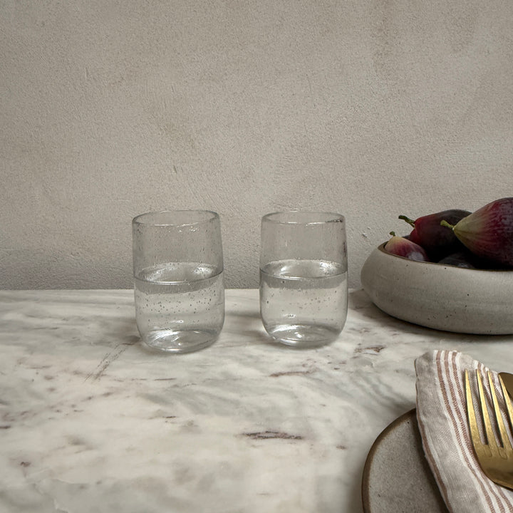 Clear handmade drinking glass | bubbles