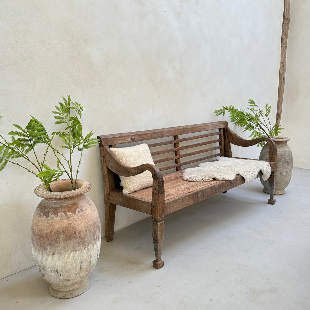 Large antique hand carved wooden bench | Rupert