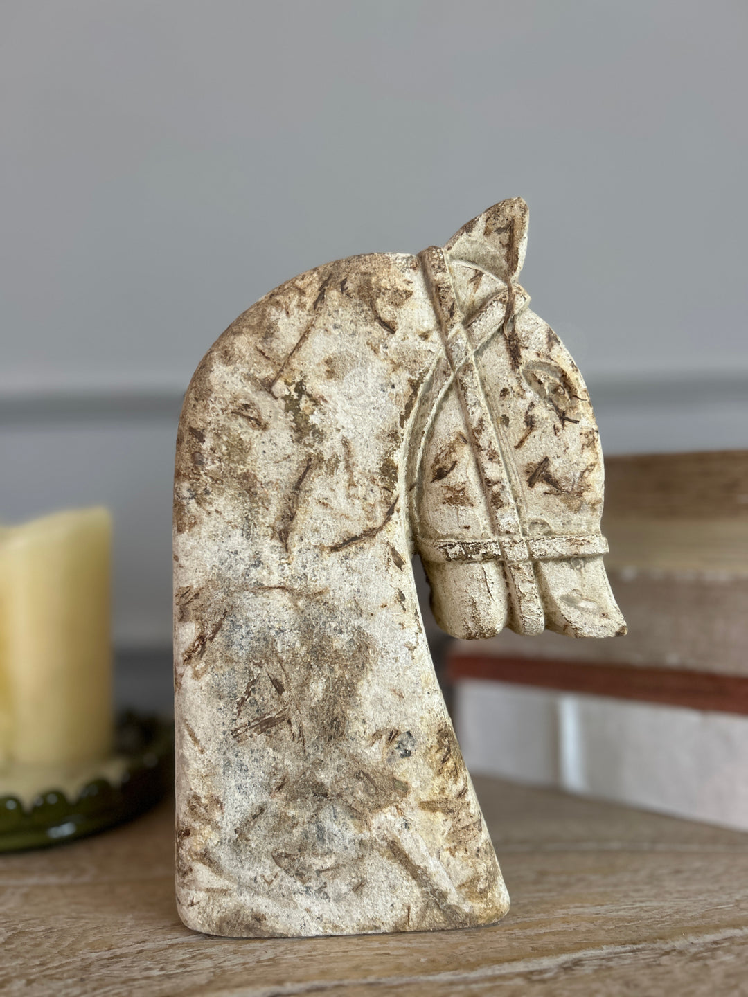 Rustic Sandstone Horse Head Statue