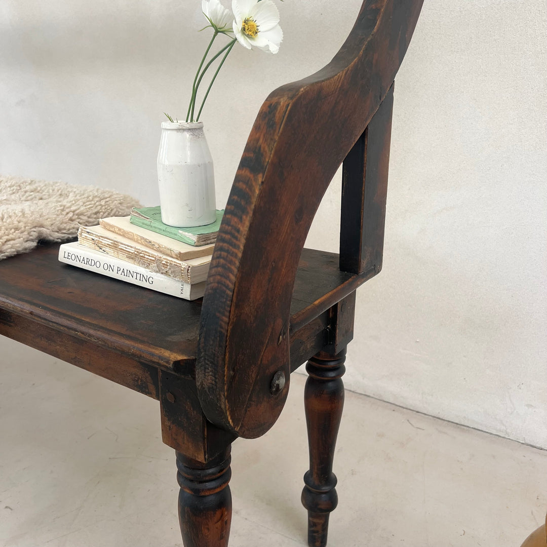 Vintage Dark Pine Church Bench | Ophelia