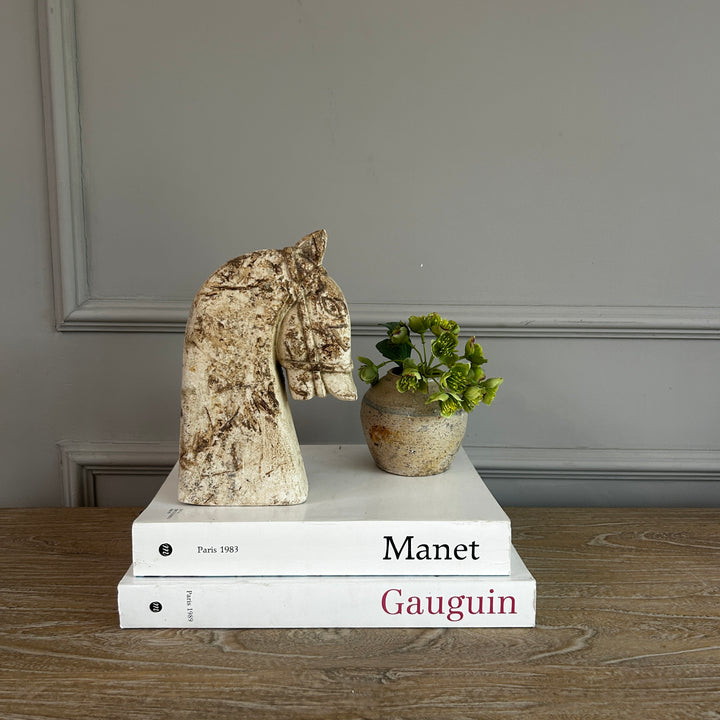 Rustic Sandstone Horse Head Statue
