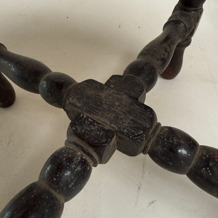 Vintage Dark Wood Bobbin Table