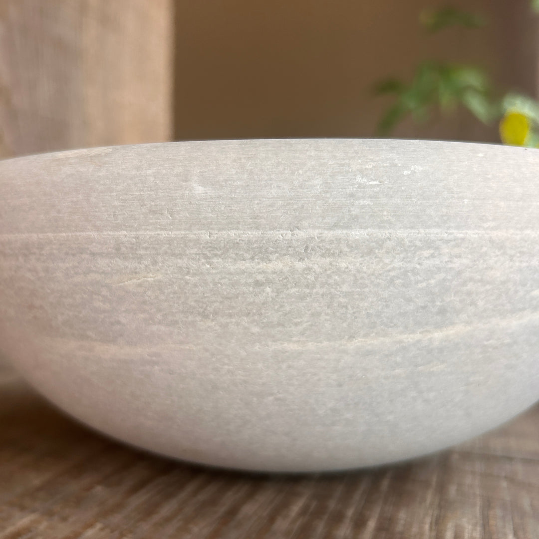 White Honed Marble Decorative Bowl