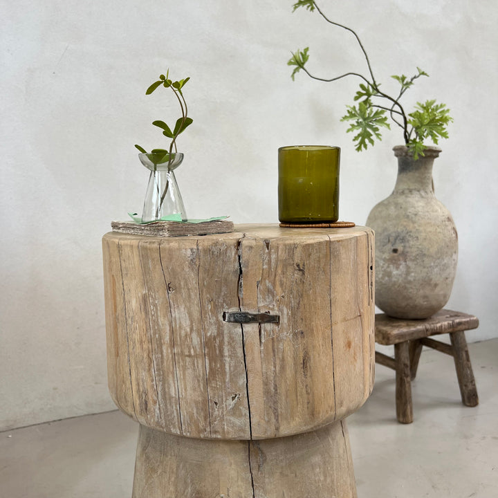 Reclaimed Wood Round Side Table | Gracie