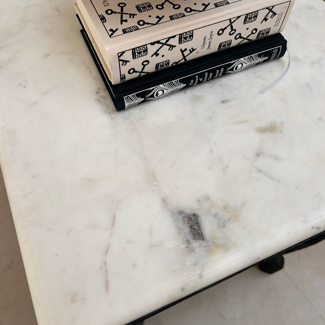 Vintage Polished Marble Top Square Side Table | Alnwick