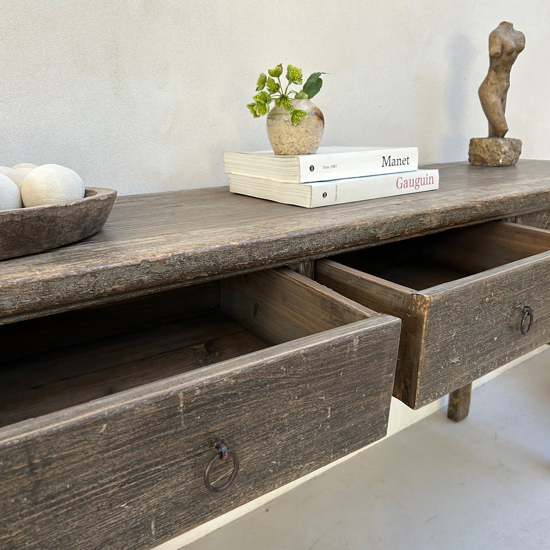 Dark Antique Elm Console Table | Wilmslow