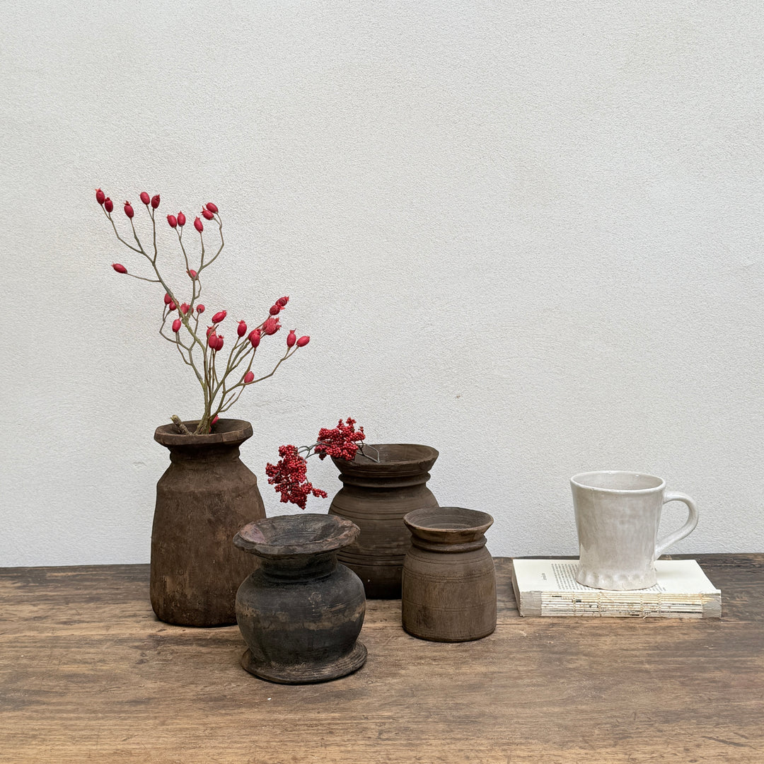 Dark Wooden Nepali Pots