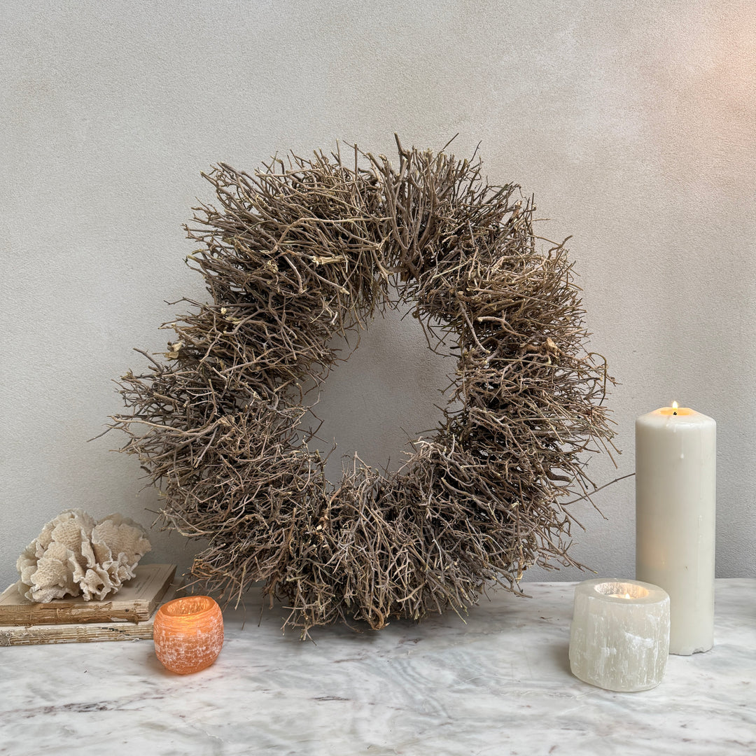 Dried olive twigs wreath