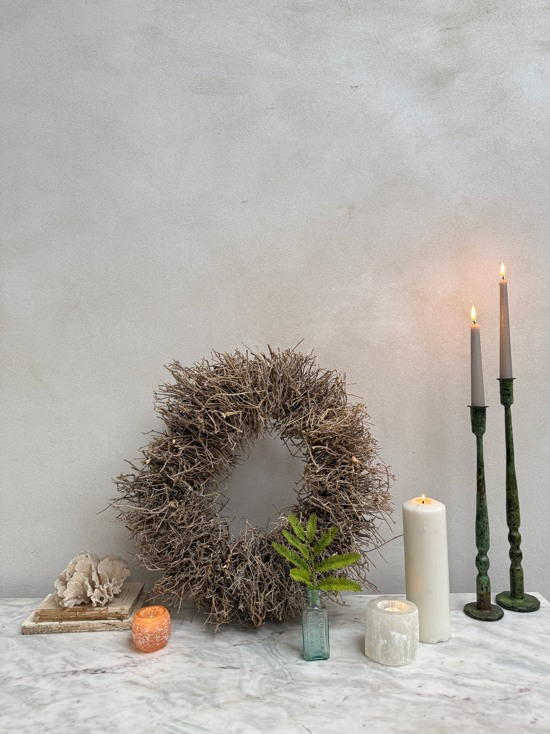 Dried olive twigs wreath