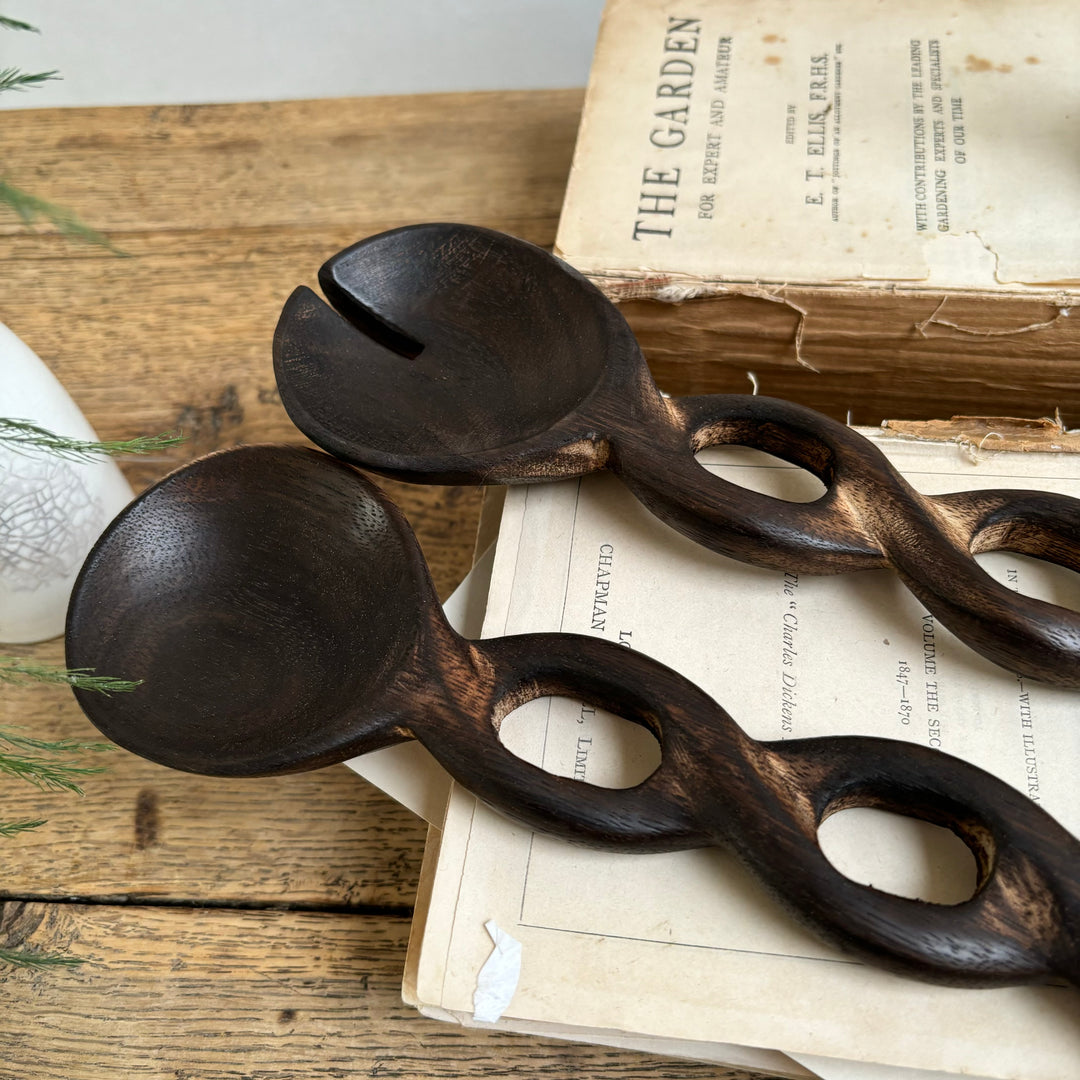 Dark Wood Salad Servers